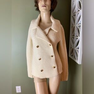 Chaiken wool cashmere Cream Double-Breasted Knit Sweater large